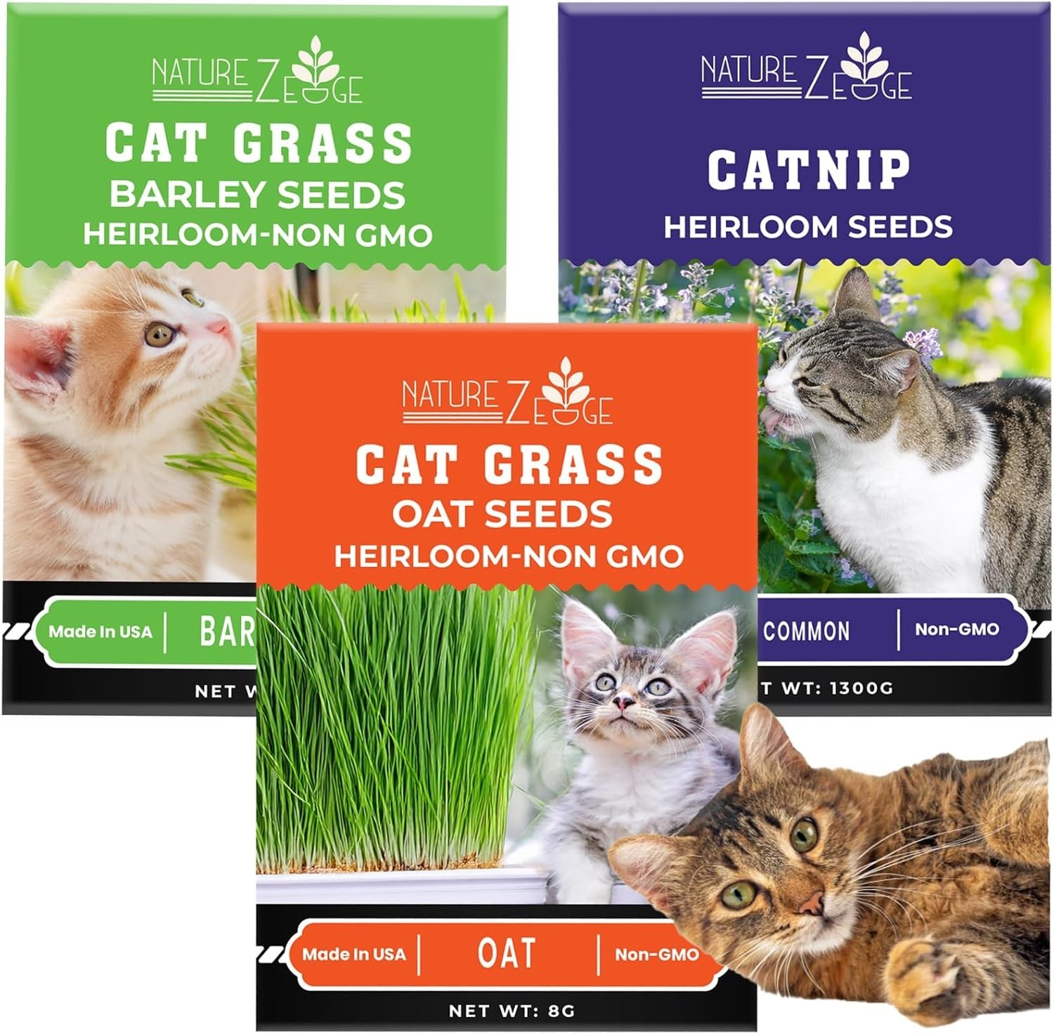 3-Pack Cat Grass Seed Variety Kit - Nourish Your Indoor Cats Naturally
