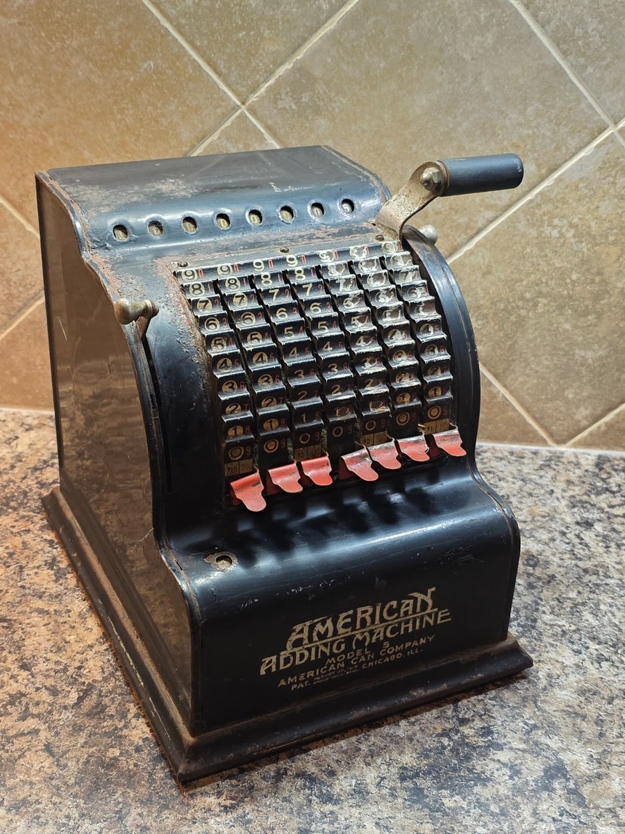 American Adding Machine Model 5 Vintage Payroll Black w/Red Keys