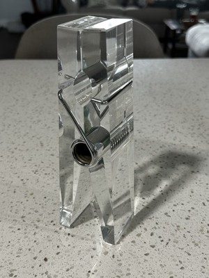 Vintage Clear Lucite Acrylic Giant Clothespin Paper Clip Mid Century Modern MCM