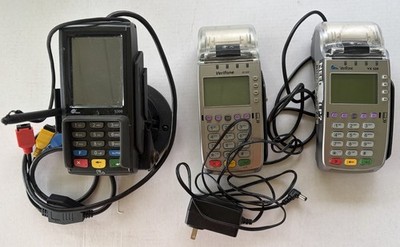 Lot of 3 Verifone VX520 & Pax S300 Credit Card Machine Terminal Readers Power On