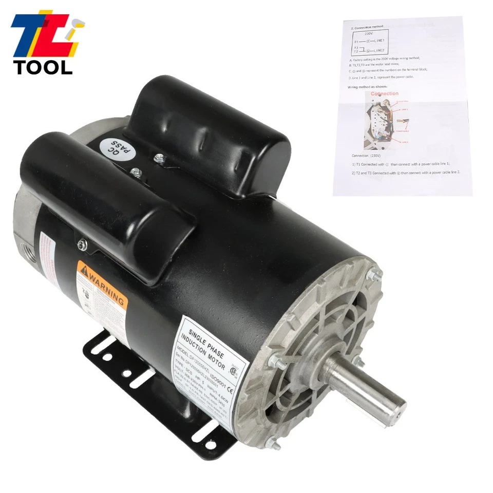 5HP Compressor Duty Electric Motor 7/8' Shaft 230V 1 Phase 3450 RPM Frame-56 HZ - Image 3 of 4