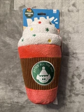 Bark Christmas Gingerbark Latte Dog Toy Squeaky Plush Holiday Coffee Cup Toy 9”