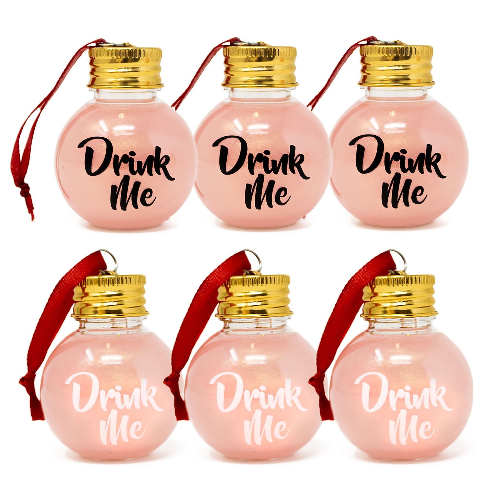 Christmas Tree Bauble Ornament Set of 6 Festive Fillable Drink Me Boozeballs