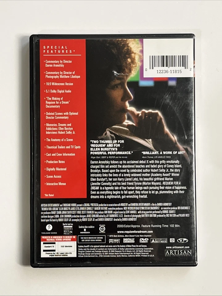 Requiem for a Dream (DVD, 2000) Directors Cut Edition, Tested & Working! - Image 2 of 3