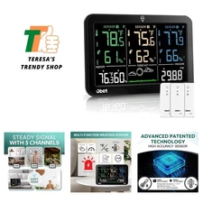Multicolor Indoor Outdoor Wireless Weather Station - 3 Sensors & Alerts Included