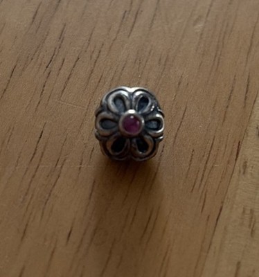 AUTHENTISCHE PANDORA ZINNIE BLUME RHODOLITH CLIP SELTEN AUSGEMUSTERT 925 SILBER