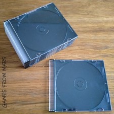 10 Custodie Slim Rigide Vuote CD DVD Con Fondo Nero Cover Usate