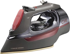 CHI Steam Iron 1700 Watts 3 way auto shutoff, 400 holes Titanium Black/Chrome