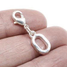 Letter "O" Clip On Charm, Silver Initial Alphabet Dangle with Lobster Clasp