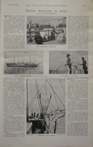 1898 BOER WAR ERA PRINT ~ MARINE SURVEYING INDIA TRAWL INVESTIGATOR ~ CARPENTER - Photo 1 sur 2