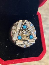 Hecho a mano Plata Acero Inoxidable Masonería Símbolo Masónico Gema Anillo Insignia Talla 8