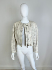 John Galliano For Christian Dior Boutique Ivory Python Bomber Jacket
