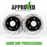 Front Brake Rotor Kit Black Powder Coated Drilled And Slotted Brake Rotors on sale Front Brake Rotor Kit Black Powder Coated Drilled And Slotted Brake Rotors on sale