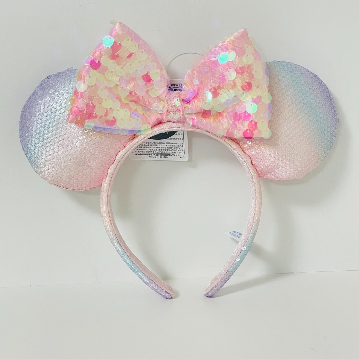 Disney Tokyo Japan Minnie Ears Headband Pink Mermaid Sequin 