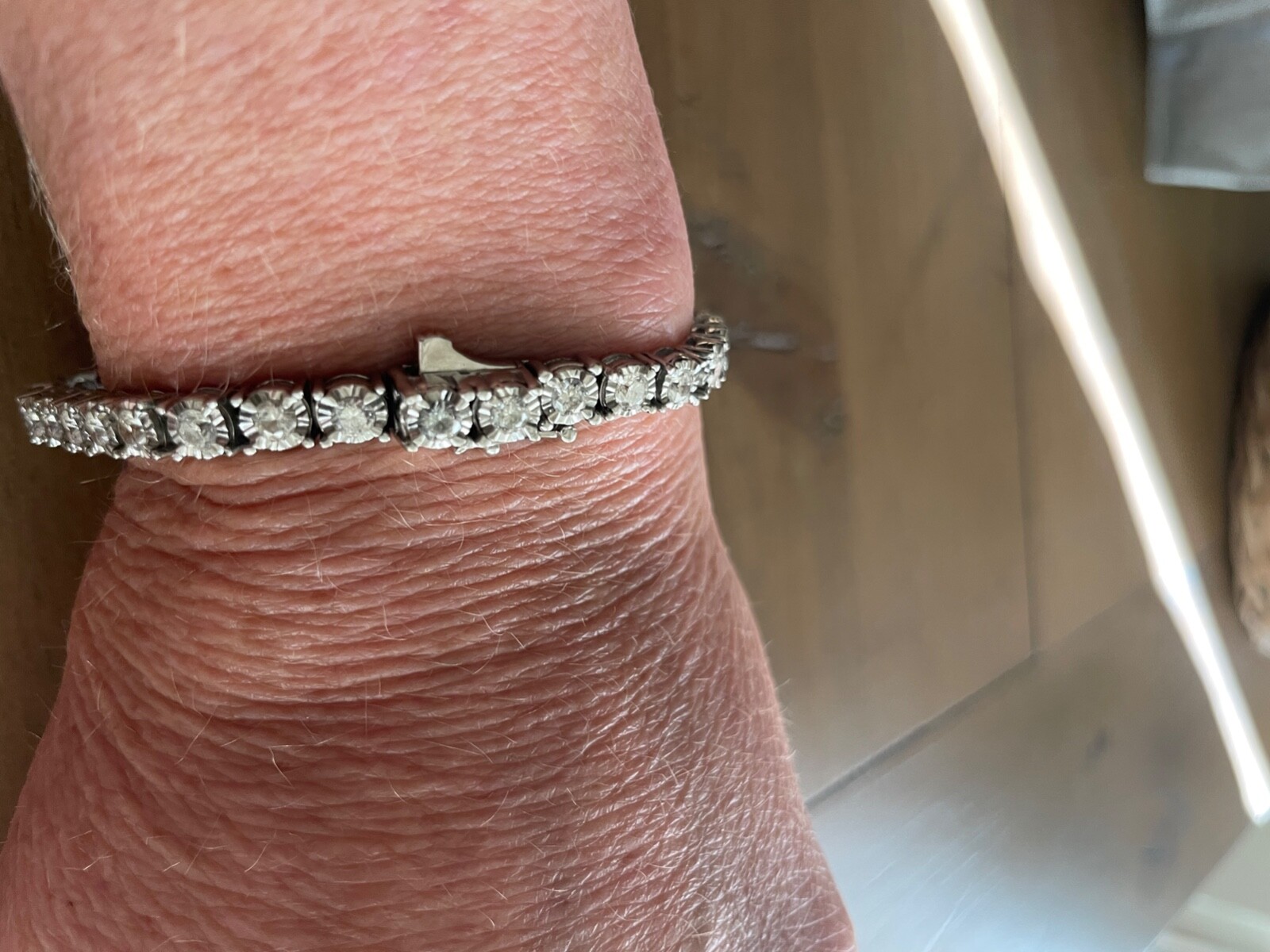 Solid 14K SOLID WHITE GOLD DIAMOND TENNIS BRACELE… - image 1