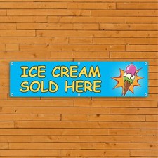 Cafe PVC Banners CAFB 006 - Ice-Cream Sold Here Outdoor Restaurant Shop Signage
