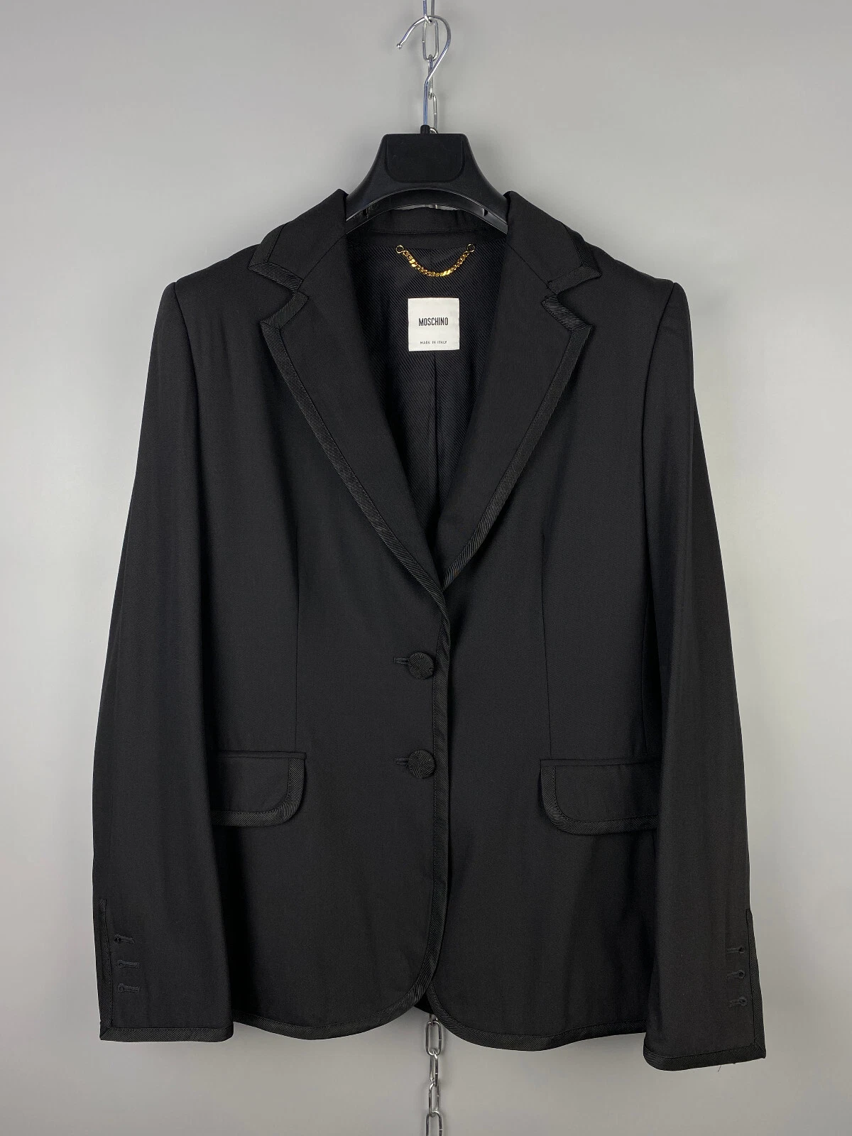 Giacca blazer tuta Moschino donna lana vergine nero lusso taglia M