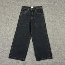 We The Free Piper Mid-Rise Crop Wide-Leg Jeans Pants Black Size 27 Y2K EUC