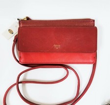 NEW FOSSIL TESSA STRING, MULTI RED LEATHER,STRING CROSSBODY HAND BAG,CLUTCH