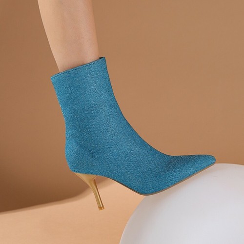 Ladies Spring Ankle Boots Shiny Side 