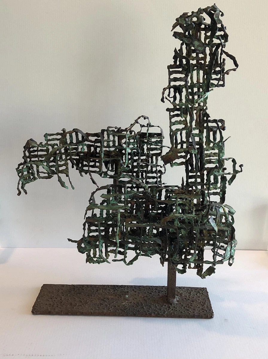 Vtg Rare Marcelo Fantoni Metal Sculpture Mid Century Modern Brutalist Art Italy