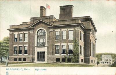 c1905 Raphael Tuck High School Color Greenfield MA Mass  P175