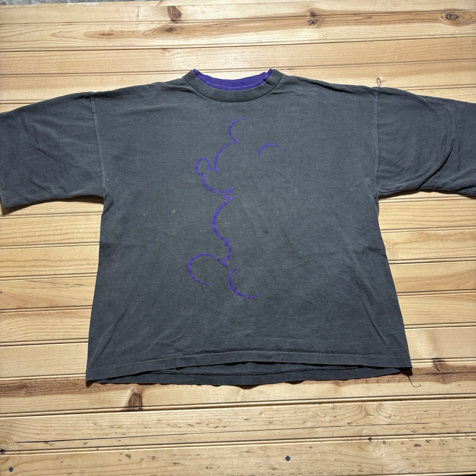 Vintage 80s Disney World Mickey Mouse Faded Shadow Graphic Tee Large