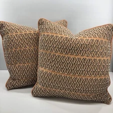 2 Eastern Accents Down Throw Pillows 18x18 Woven Pillow Covers & Inserts Zig Zag
