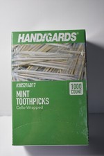 Handgards Wood Disposable Mint Toothpicks Individually Cello-Wrapped 1,000 Count