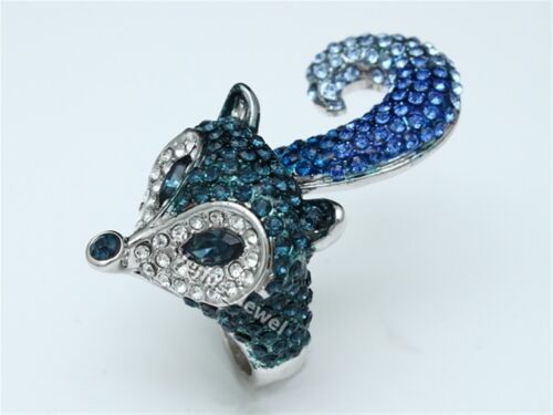 Adorable Anillo de Cóctel de Cristal Estrás Ardilla Fox Fox Talla 7 - Imagen 3 de 4