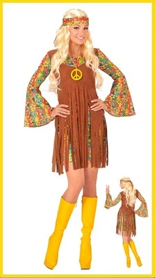 WIDMANN Hippie Girl Kostüm L 42/44 Damen Kleid Flower Karneval Fasching 80er 70er 60er