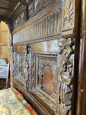 Buy Rare 17th Century Oak Carved Arches Carved Figures And Panels Half Tester  Bed