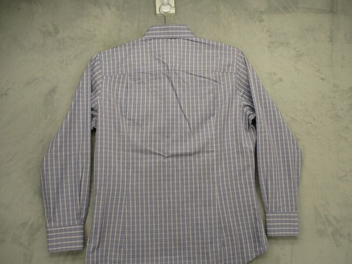 David Donahue Button Up Shirt Men's Large Blue White Gold Geometric Pattern - Picture 9 of 12
