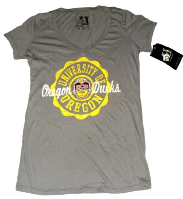 Oregon Ducks Womens Bcs National Championship V Neck T-Shirt New sz. Medium NCAA