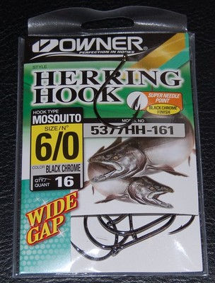 Owner 5377HH-161 Size 6/0 Mosquito Herring Hooks 16 Pack Steelhead Trout Salmon