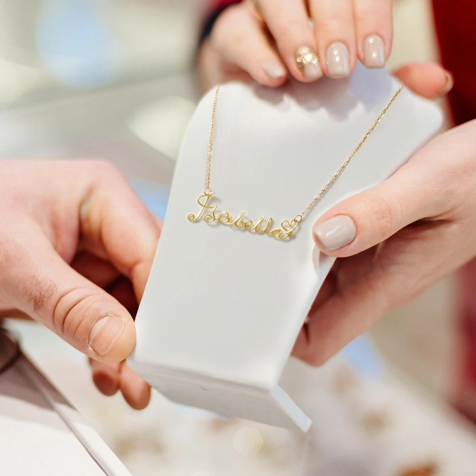 Collar con nombre de alambre de oro, collar de alambre personalizado, collar con nombre de alambre de oro, regalo con nombre Foto 4 de 4