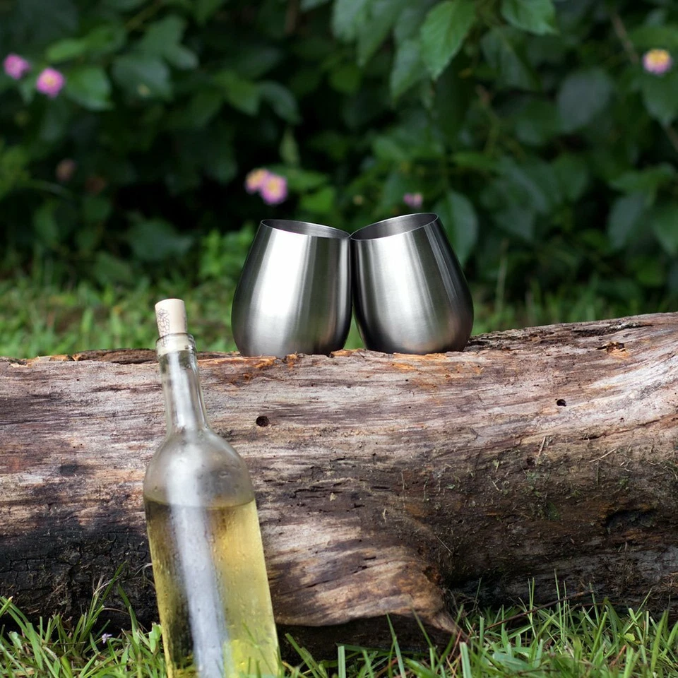 Copas de vino sin tallo de acero inoxidable (4 copas) Foto 4 de 4