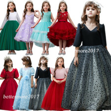 Kids Flower Girls Princess Long Dress Bridesmaid Wedding Party Pageant Prom Gown