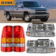 For 1999-2002 Chevy Silverado 1500 2500 3500 Headlights+Bumper Lamps+Tail LIghts