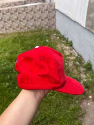Vintage 1990s Sonic Youth Dirty Cap Hat Snapback Band Red Corduroy