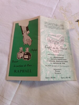 Café De La Paix Paris Opera Luxury Perfume Banque Dubonnet Advertising Brochure...