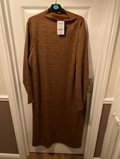 BNWT Next Brown Stretchy Long Sleeve Cut Out Back Dress Size 24 RRP £28