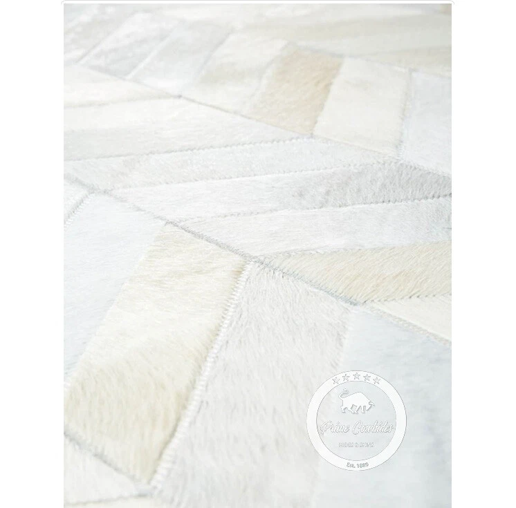 Patchwork Cowhide Rugs | Chevron Patchwork Cowhide Rug Off White - Image 3 of 4