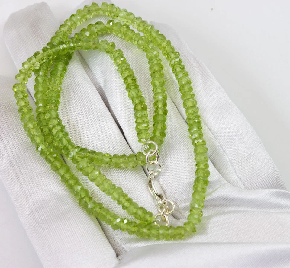 Collar de peridoto 18 19 pulgadas AAA oro 14k relleno plata esterlina hilo sólido Foto 2 de 3