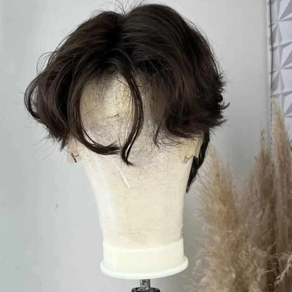 分层切割 13X6 蕾丝前假发预拔短精灵剪人发男士 - 第 3 张/共 10 张