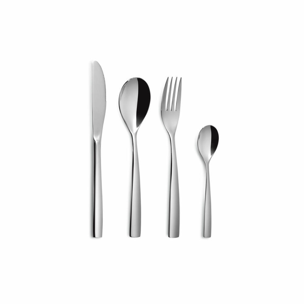 Juego de cubiertos Comas Barcelona 24 piezas, cubiertos de mesa, acero inoxidable 18/10, colores plata
