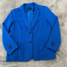 Talbots Aberdeen Blue Blazer Jacket Women's Size 14 Cotton Blend