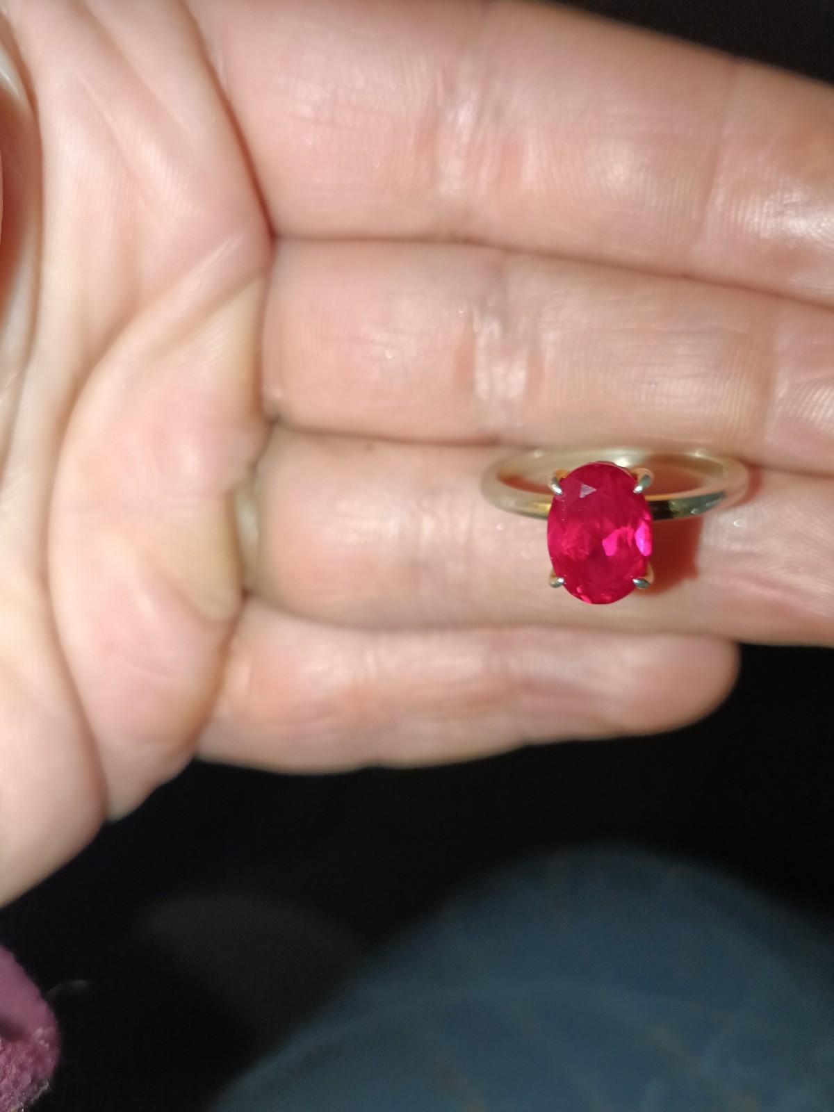 Oval Lab Created Ruby Ring Sterling Silver 18K Go… - image 7