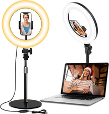 Desk Ring Light with Stand - 10.5'' Desktop Ring Light with Phone Holder for Vid