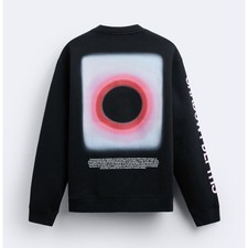 Zara Unisex Black Graphic Pullover Sweatshirt Large Limited Edition Streetwear